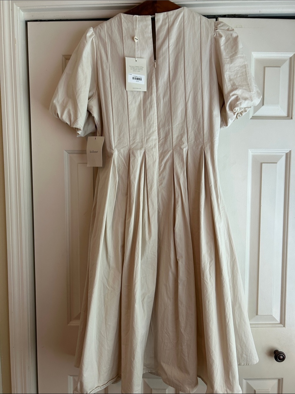 bohme Cream Puff-Sleeve Midi Dress in Ivory/Cream - Picture 2 of 5
